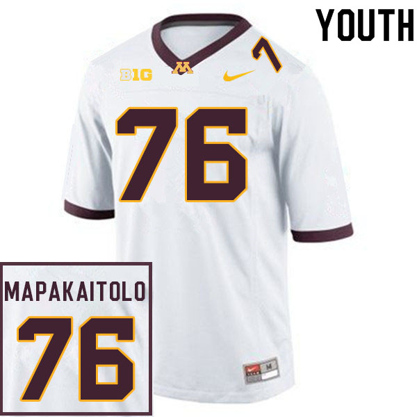 Youth #76 Saia Mapakaitolo Minnesota Golden Gophers College Football Jerseys Sale-White
